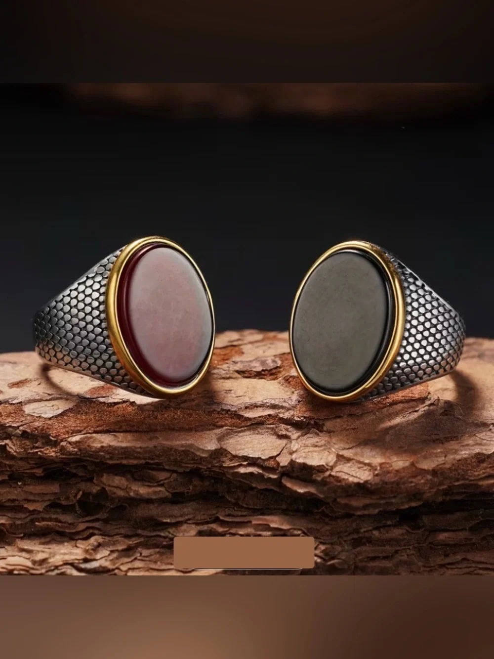 Natural Onyx Signet Ring 316L Stainless Steel
